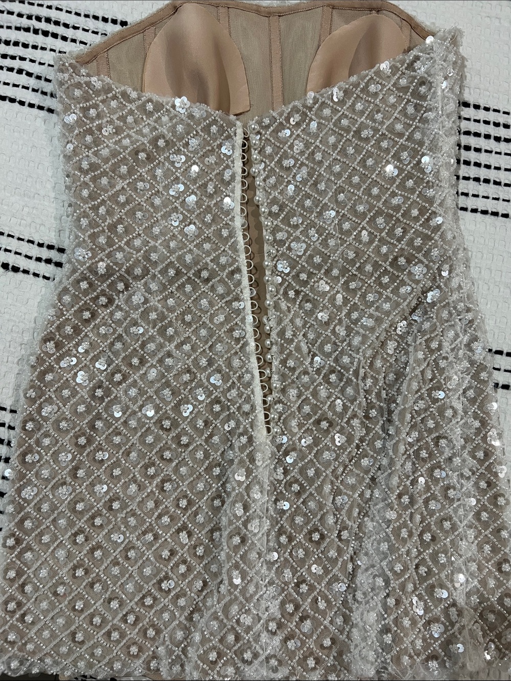 By Watters Crescendo Strapless Beaded Mini Dress in White - Picture 7 of 7